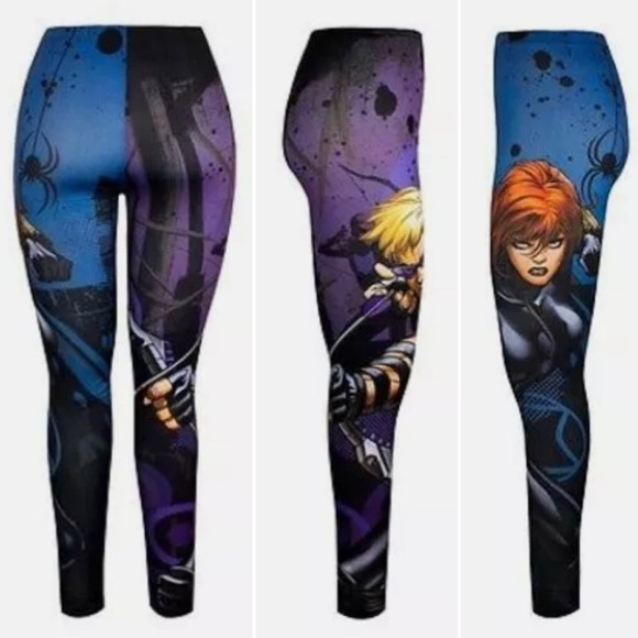Marvel Avengers Comics Hawkeye Black Widow Leggings Size S - Picture 4 of 12